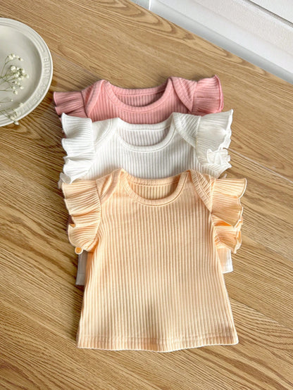 Newborn Baby Boy's Plain Knitted Soft Casual Round Neck Sleeveless Overlap Top 4pcs Set