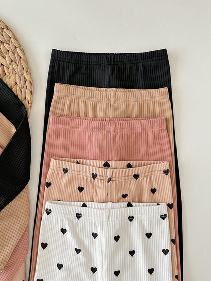 Newborn Baby Girl Casual Knit Polka Dot Long Sleeve Top And Elastic Waist Pants Set