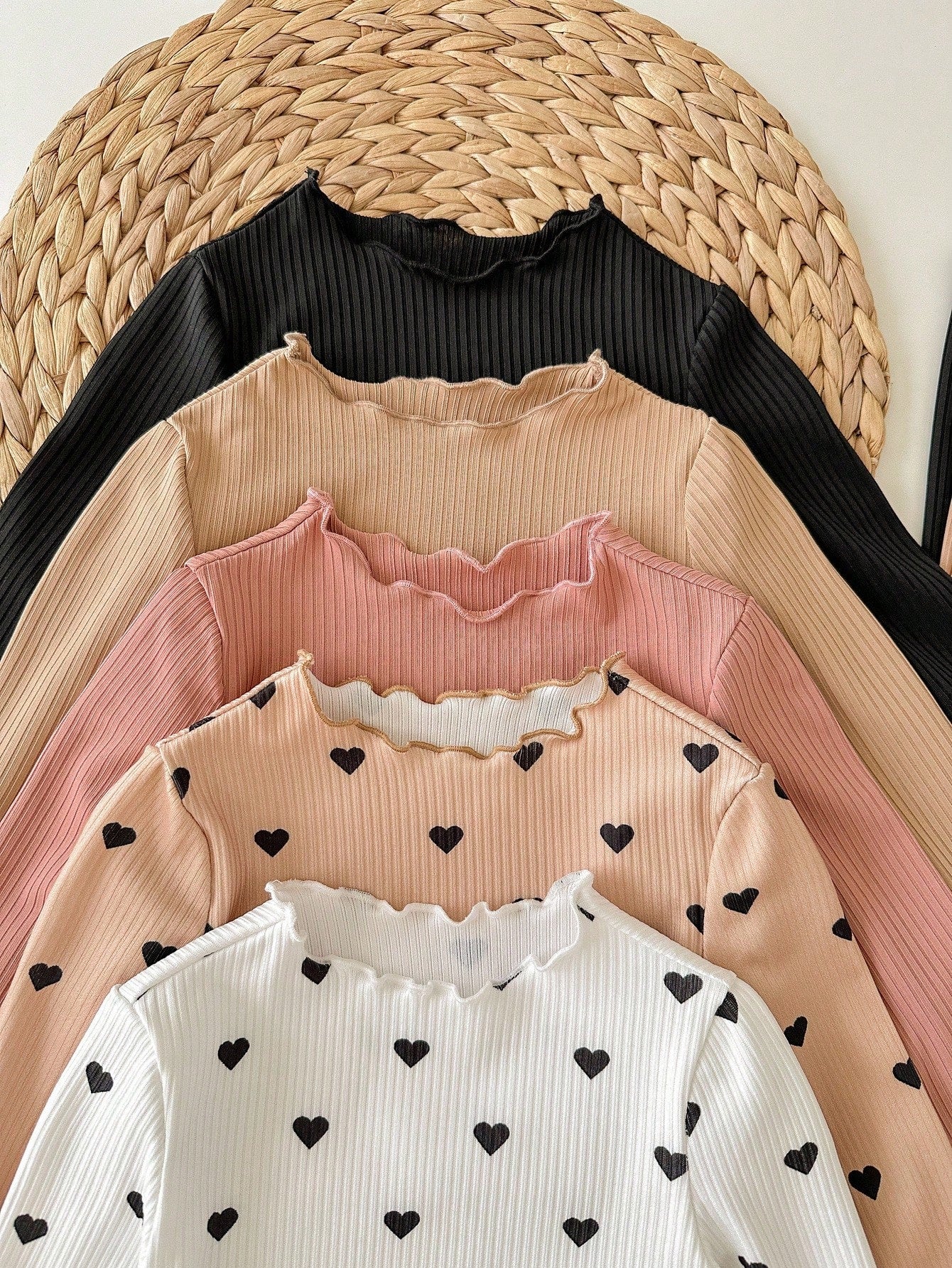 Newborn Baby Girl Casual Knit Polka Dot Long Sleeve Top And Elastic Waist Pants Set