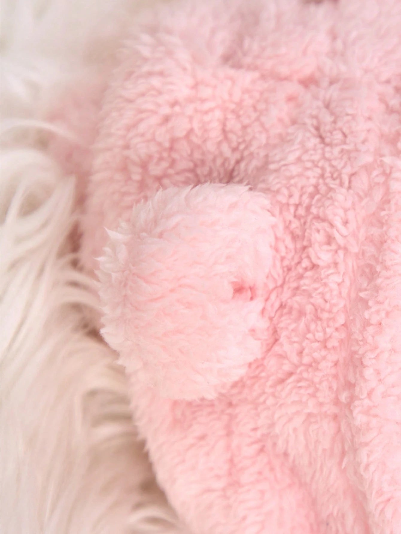 Newborn Baby Girl Cute Pink Fuzzy Cartoon Hooded Jacket And Elastic Waist Pants Set, Autumn/Winter Clothes