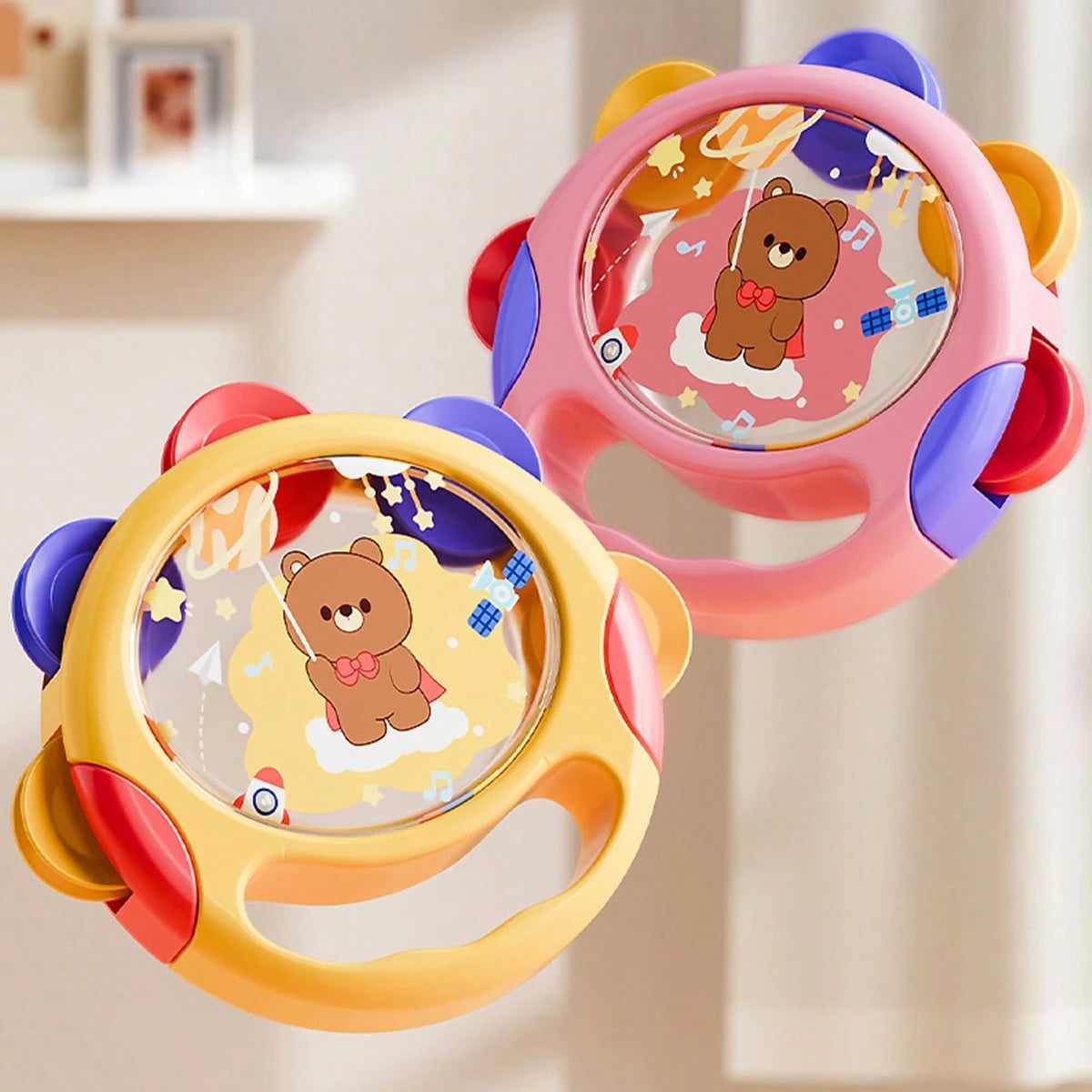 Newborn Hand Drum Toy, Baby Percussion Musical Instrument Hand Drum, Infant Early Education Music Rattle Drum, Baby Auditory Development Toy