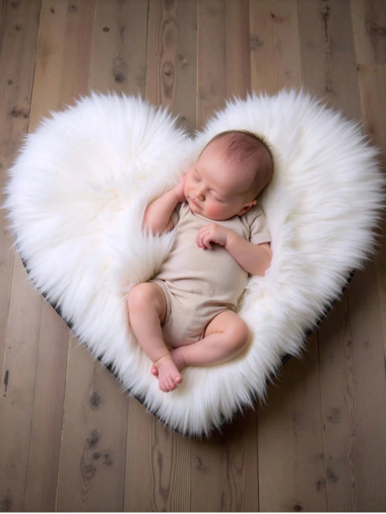 Newborn Photography Mat, White Heart-Shaped Pad, Baby Photography Background Prop