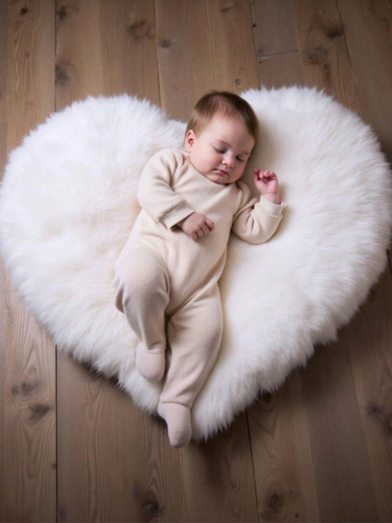 Newborn Photography Mat, White Heart-Shaped Pad, Baby Photography Background Prop