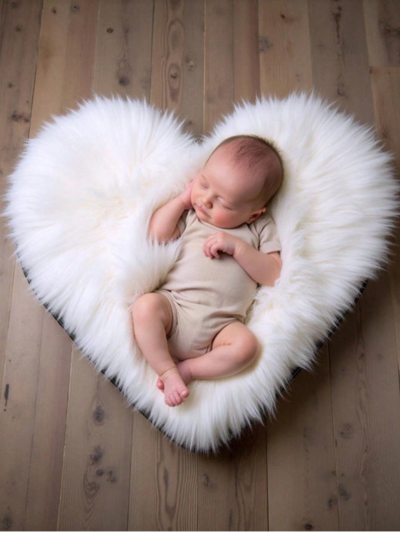 Newborn Photography Mat, White Heart-Shaped Pad, Baby Photography Background Prop
