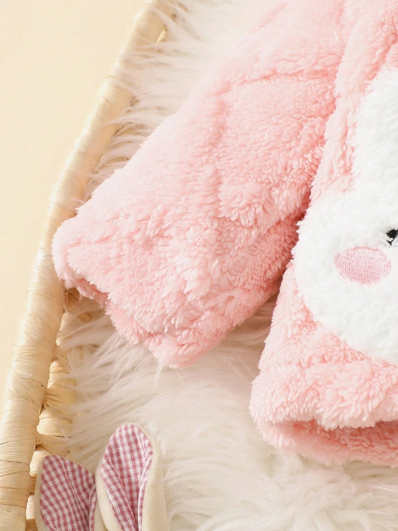 Newborn Plush Rabbit Ear Hooded Cute Multi-Piece Suit, Winter Pink Fall