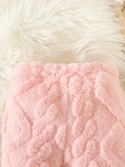 Newborn Plush Rabbit Ear Hooded Cute Multi-Piece Suit, Winter Pink Fall