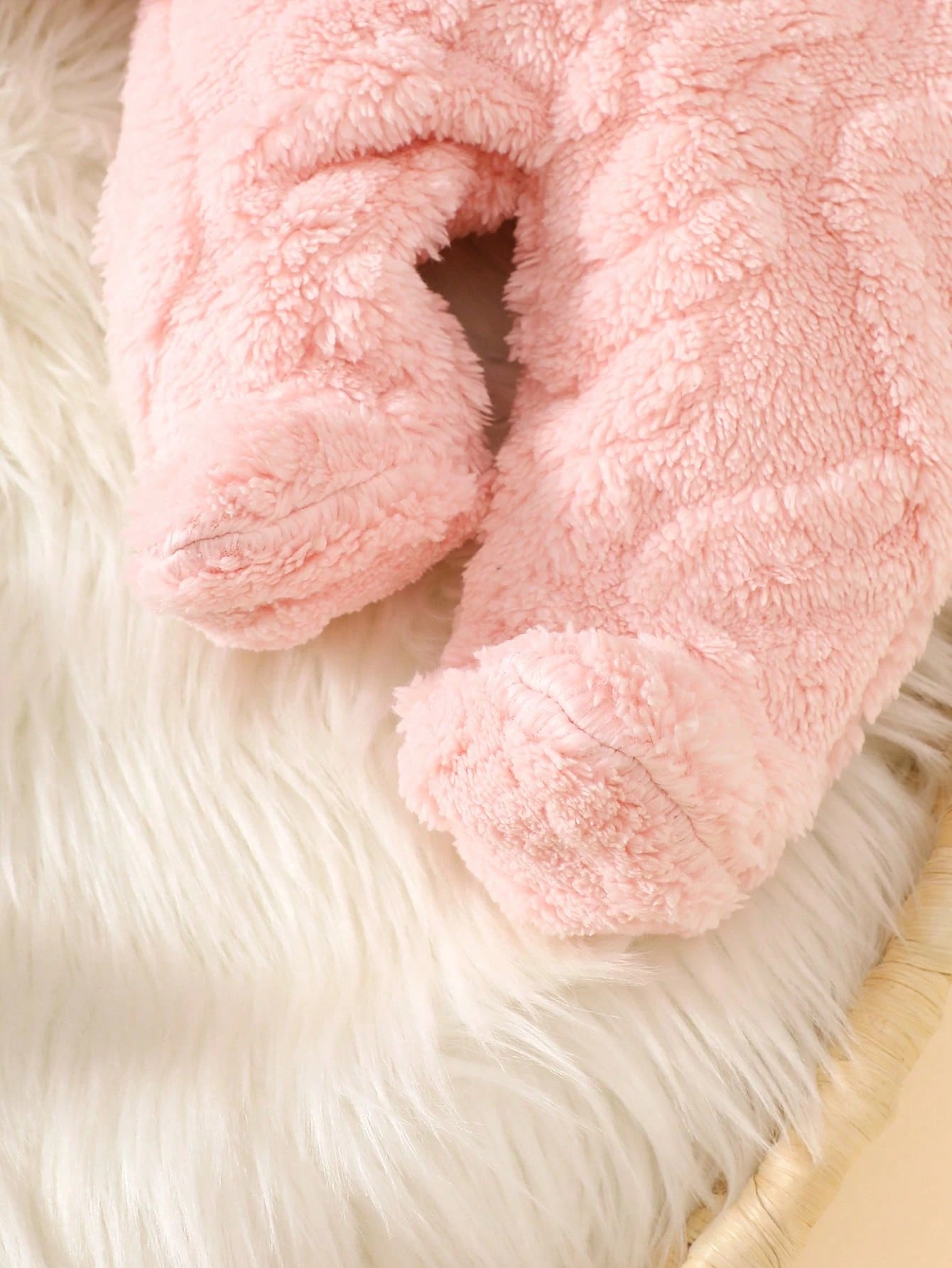 Newborn Plush Rabbit Ear Hooded Cute Multi-Piece Suit, Winter Pink Fall