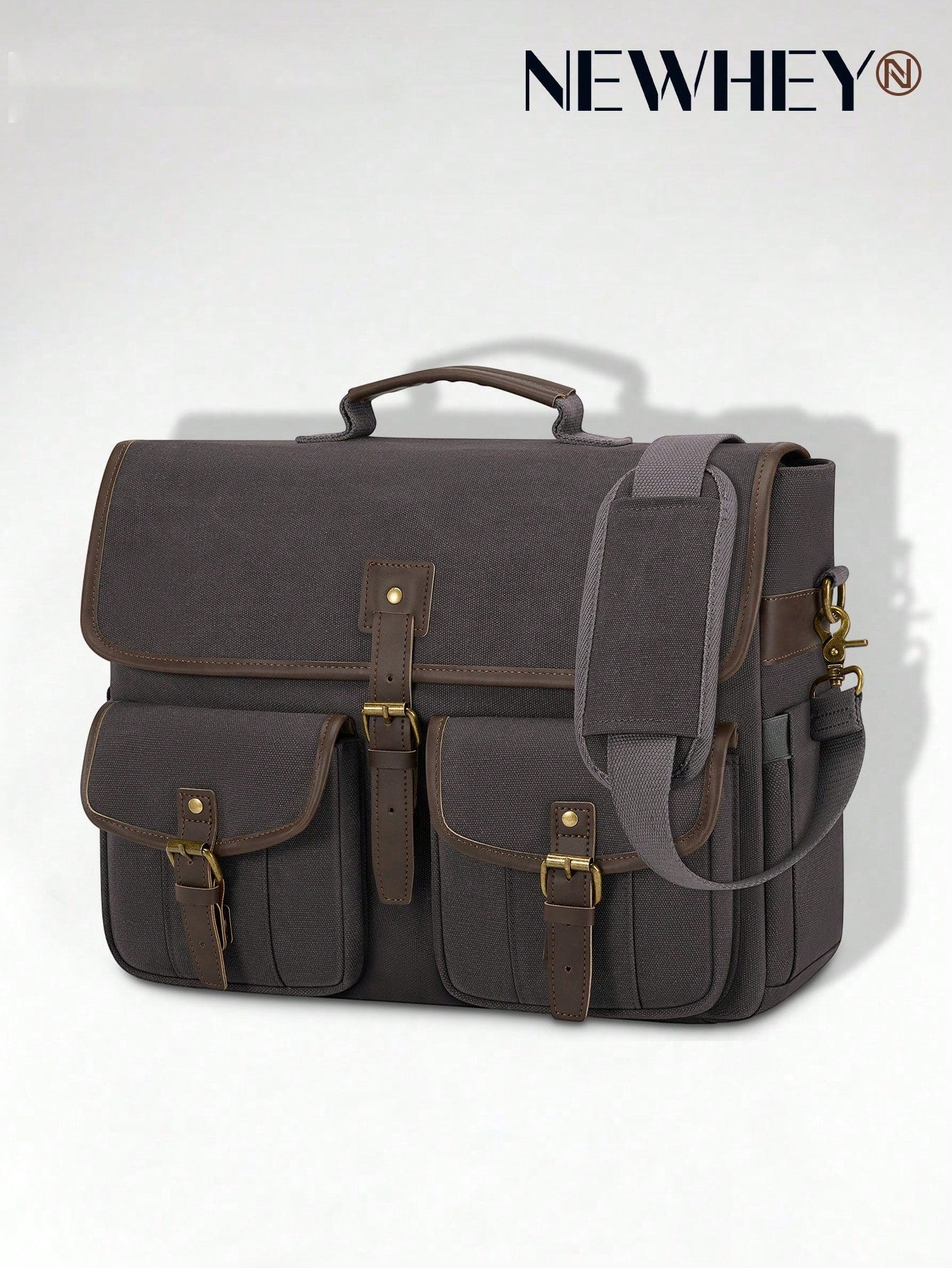 NEWHEY 17.3 Inch Canvas Shoulder Laptop Bag For Men, Waterproof Retro Crossbody Bag, Large Capacity Handheld Briefcase Messenger Bag