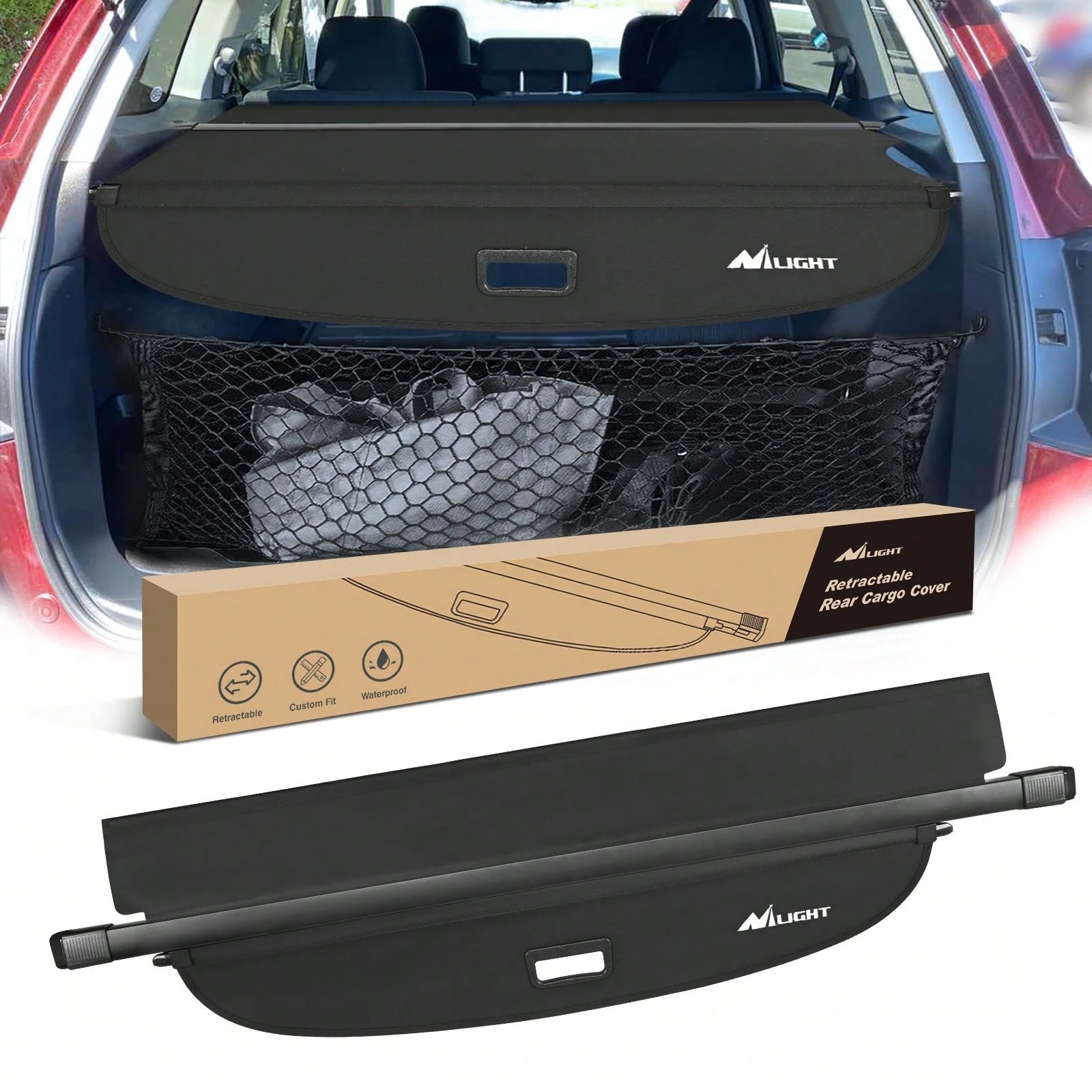 Nilight Retractable Cargo Cover Compatible With Subaru Outback 2010-2024, Rear Trunk Privacy Security Shield With Cargo Storage Net, Custom Fit Luggage Cover
