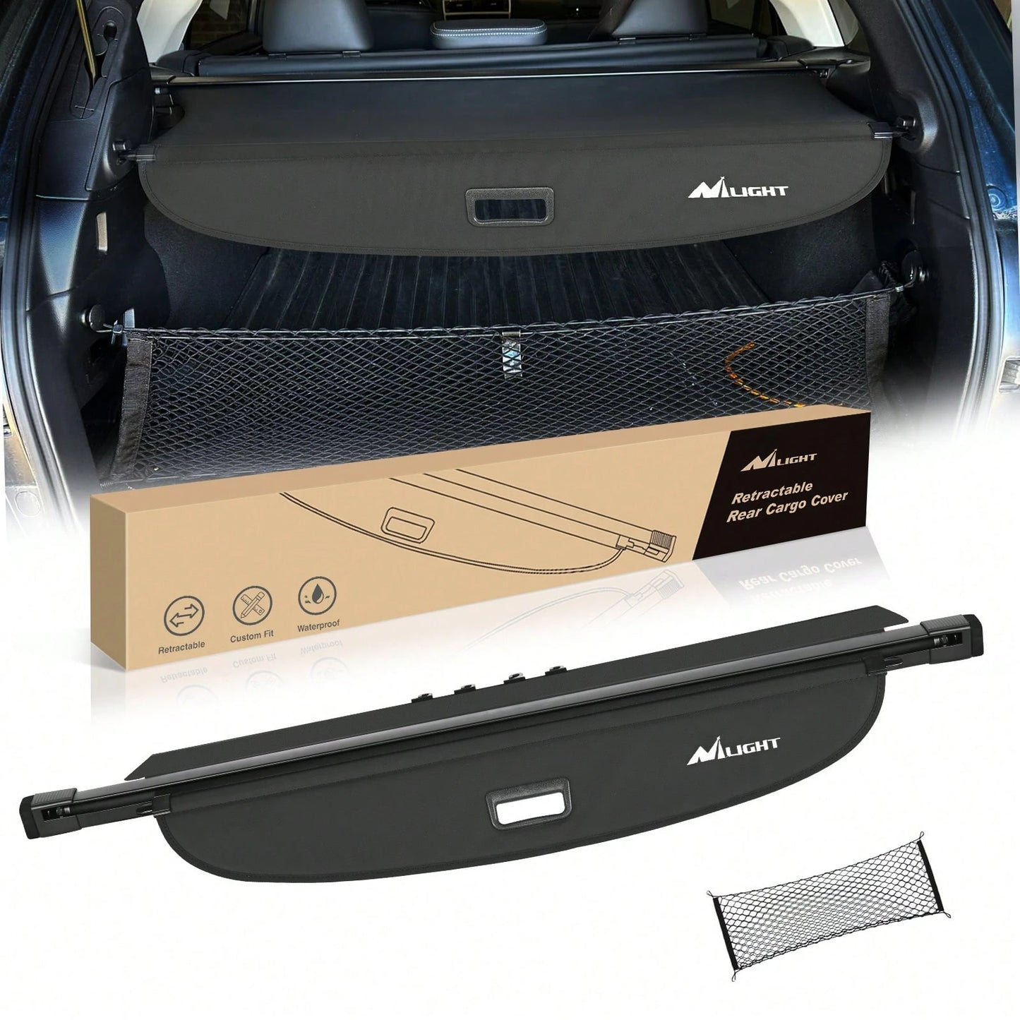 Nilight Retractable Cargo Cover Compatible With Subaru Outback 2010-2024, Rear Trunk Privacy Security Shield With Cargo Storage Net, Custom Fit Luggage Cover