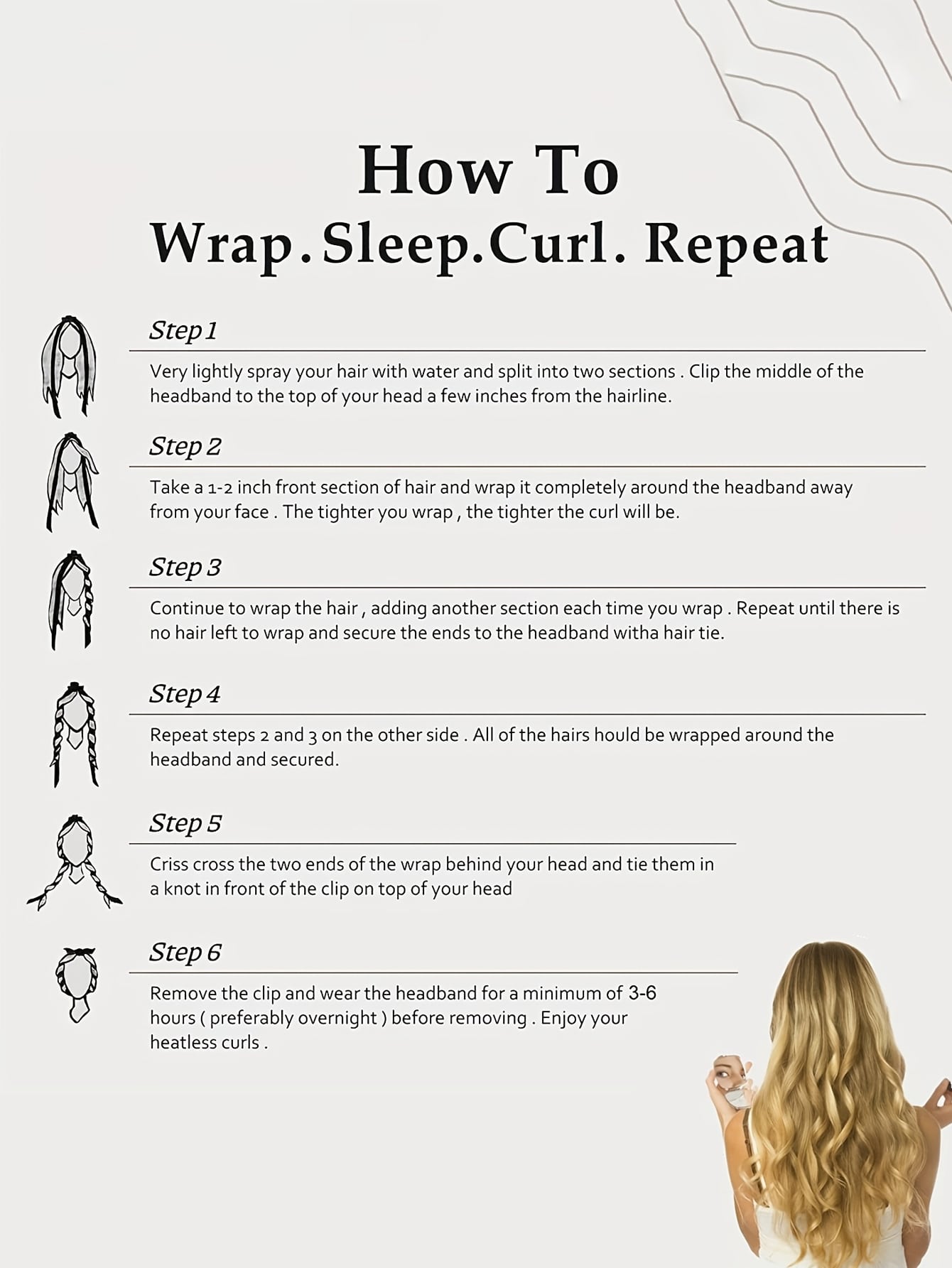 No-Heat Curling Hair Band, No-Heat Curling Hair Tie, Sleep Curling Hair Tie, Natural Soft Wave DIY Curling Hairstyling Tool, Curling Iron, No-Heat Curling, Curling Iron, Hair Salon Beauty Travel Essen