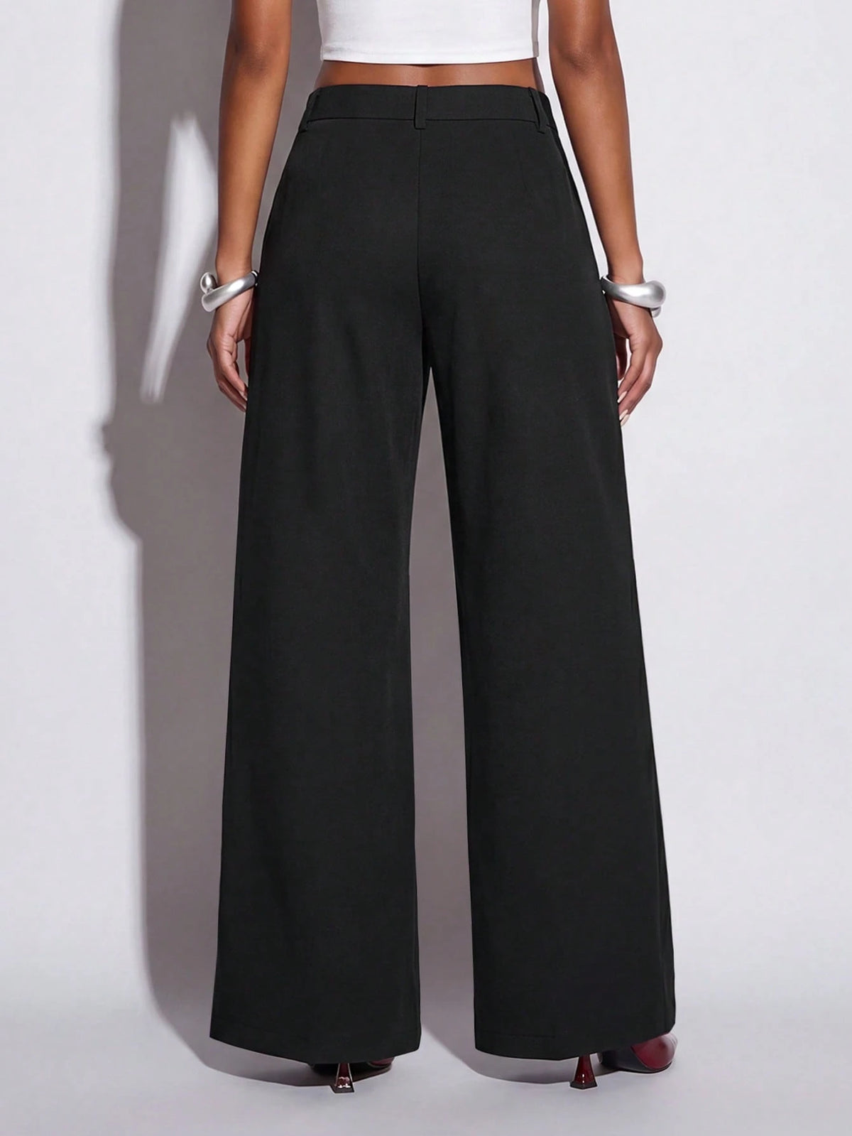 Normani Autumn Teachers' Day Prom Business Graduation Casual Modest Classy Country Y2k Women's Solid Color Wide Leg Long Pants Office Work Black