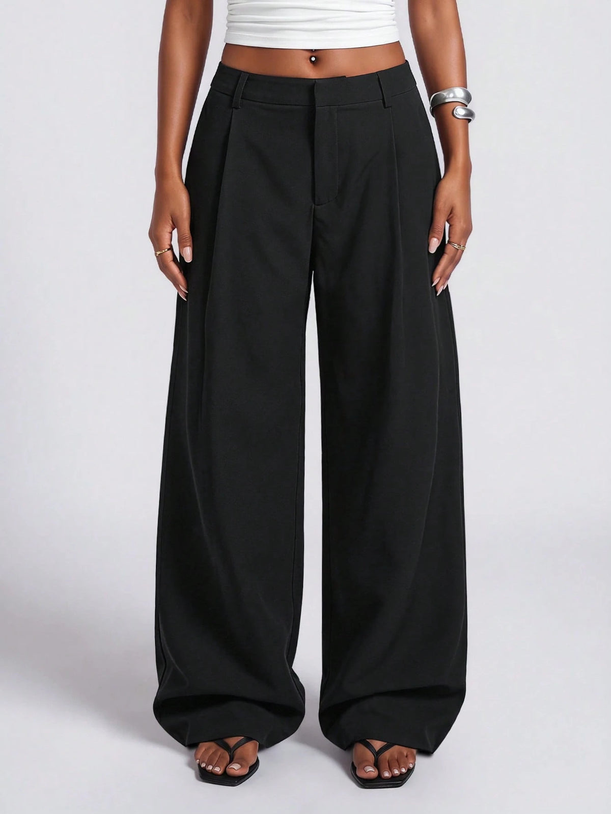 Normani Autumn Teachers' Day Prom Business Graduation Casual Modest Classy Country Y2k Women's Solid Color Wide Leg Long Pants Office Work Black