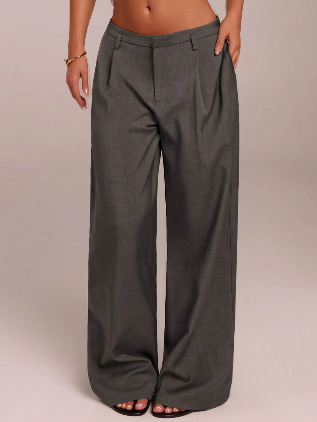 Normani Autumn Teachers' Day Prom Business Graduation Casual Modest Classy Country Y2k Women's Solid Color Wide Leg Long Pants Office Work Black