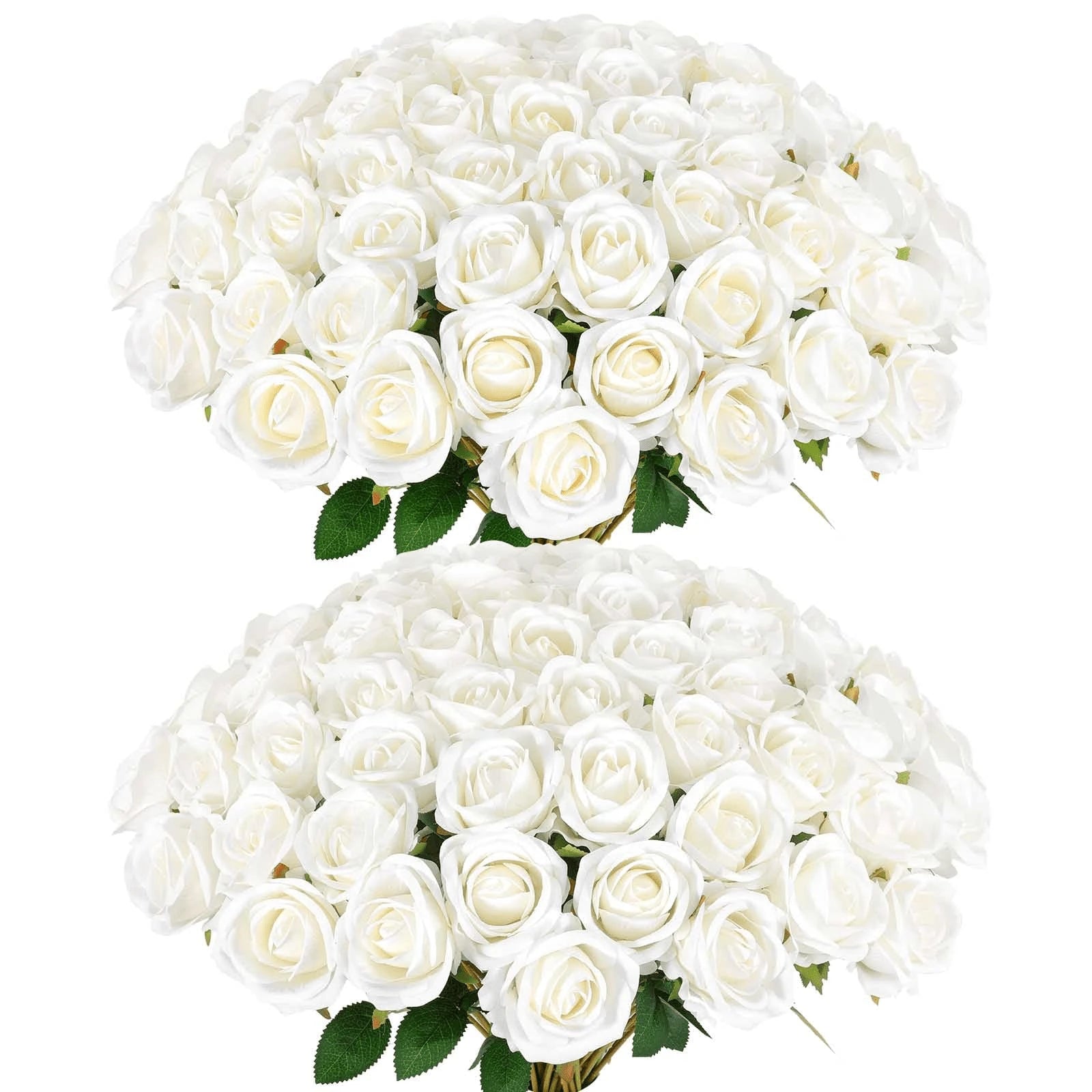 Oaoleer 1PC Artificial Roses Bulk Velvet Silk White Roses White Roses For Wedding Centerpieces Bridal Bouquet Mohter's Day Valentine's Day Home Decor