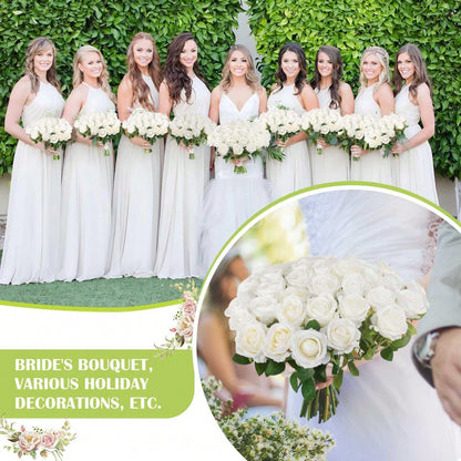 Oaoleer 1PC Artificial Roses Bulk Velvet Silk White Roses White Roses For Wedding Centerpieces Bridal Bouquet Mohter's Day Valentine's Day Home Decor