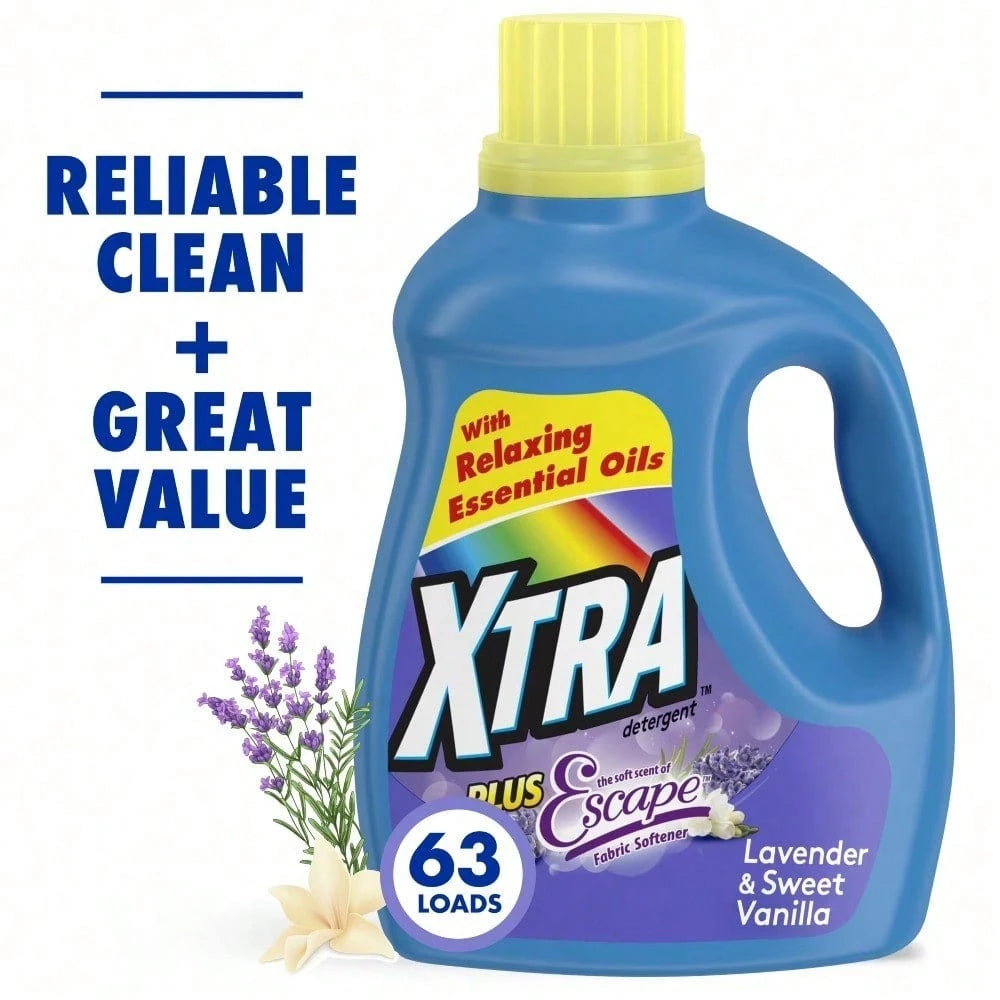 Odor-Fighting Laundry Detergent| Eliminates Tough Sweat & Body Odor, Lavender & Sweet Vanilla, For Family Use