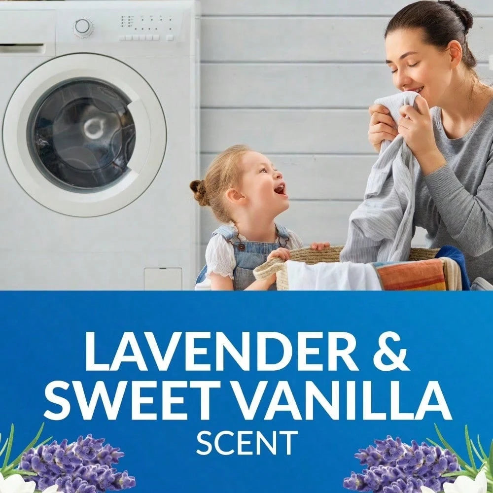 Odor-Fighting Laundry Detergent| Eliminates Tough Sweat & Body Odor, Lavender & Sweet Vanilla, For Family Use