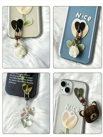 One-Piece Heart-Shaped Metal Phone Case Accessory- Heart-Shaped Hook, Phone Ring, Phone Keychain, Metal Phone Ring