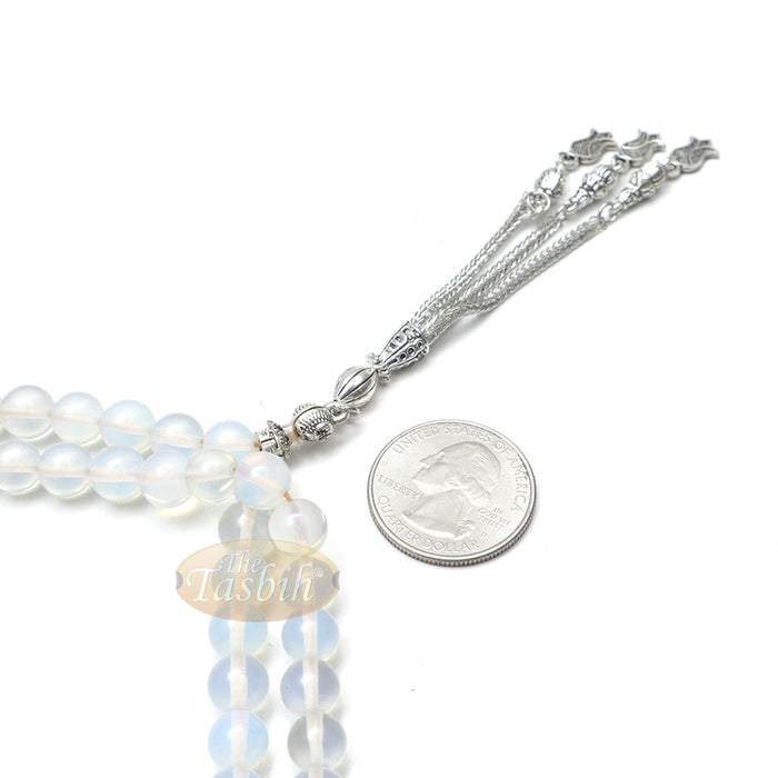 Opaque Moonstone 99 Beads greek Divider Design Flower Tassel 8 mm