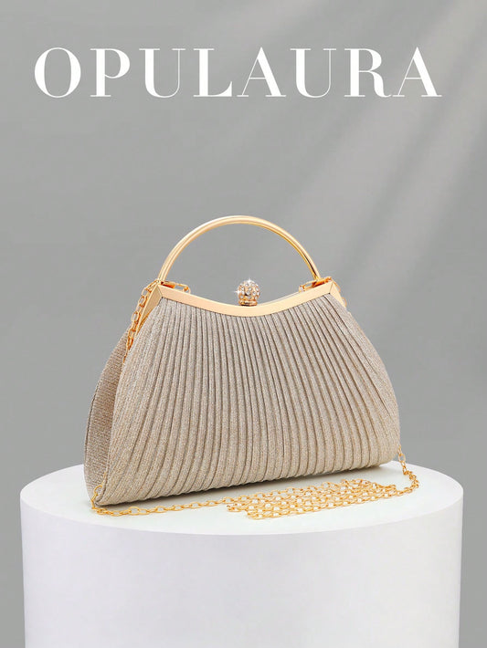 OpulAura European & American Women's Fashion Sparkling Rhinestone Evening Bag, Luxury Glitter Diamond Clutch, High-End Shiny Handbag, Quiet Luxury Handbag, Suitable For Ball, Party, Cocktail, Birthday