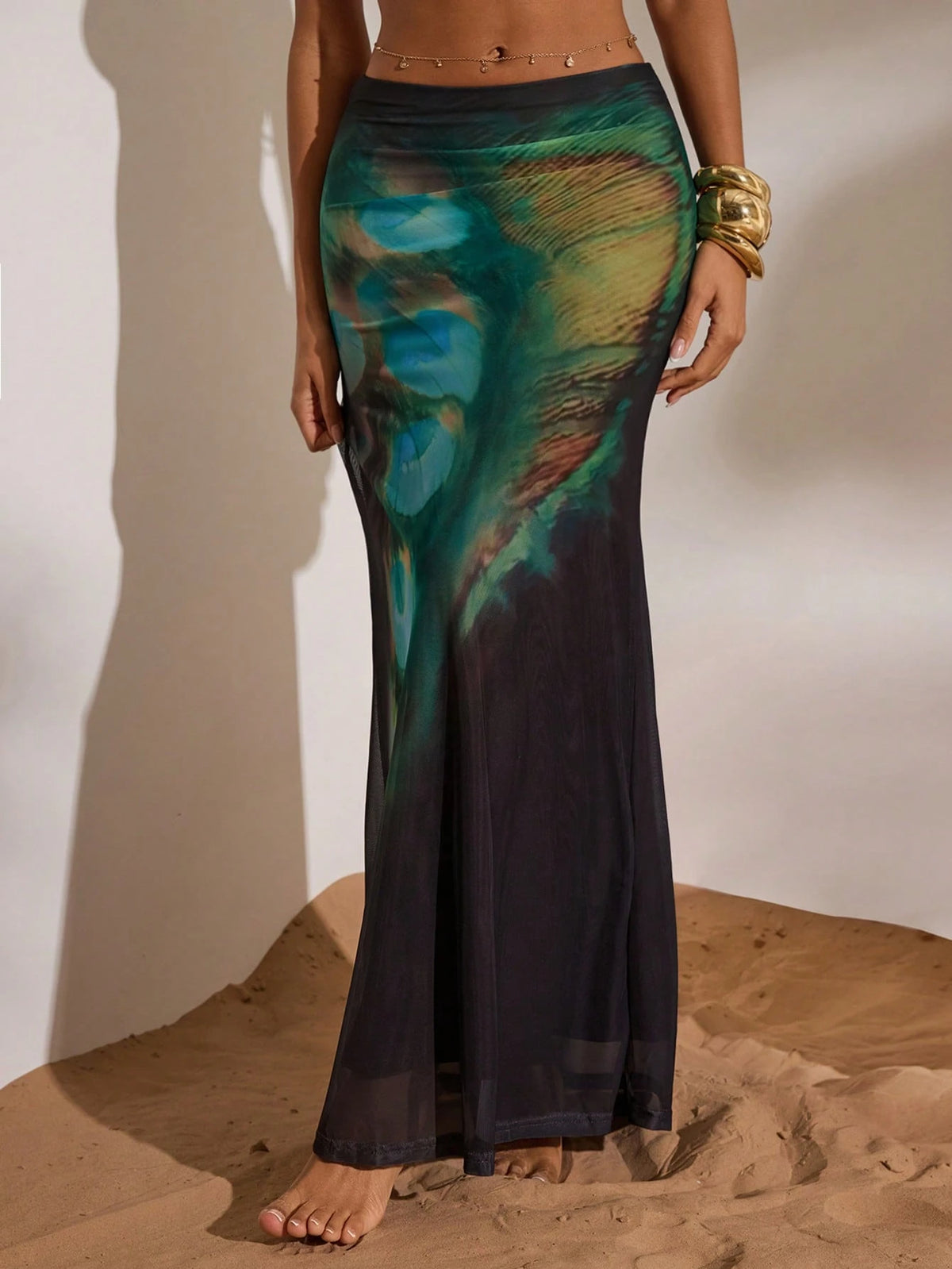 Opulessa Women's Multicolor Tie-Dye Print Mermaid Skirt,Boho Summer Vacation Holiday,Beach Elegant Wedding Guest Birthday,Casual Spring Break Western Style