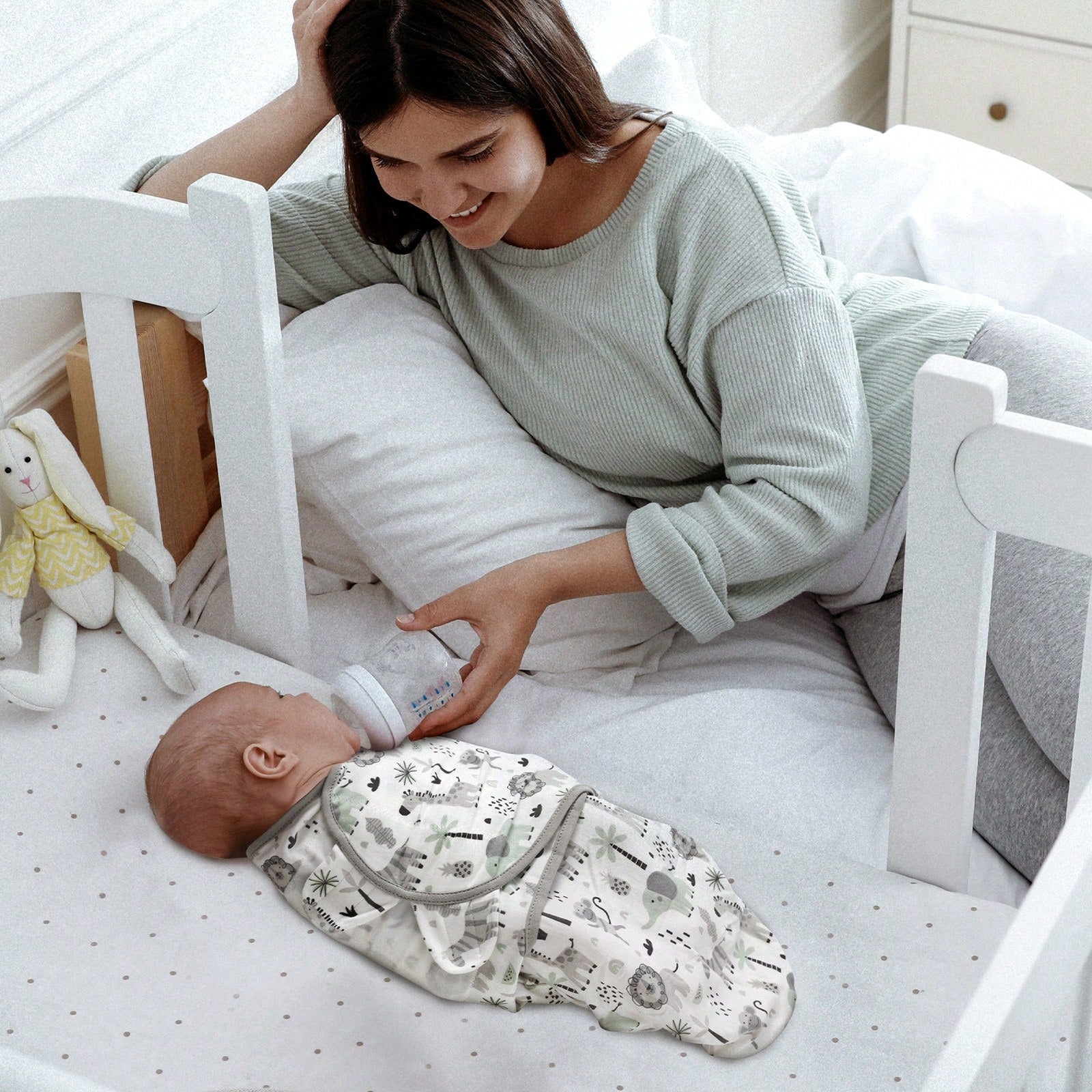 Organic Swaddle Sacks For Newborn- Baby Swaddles 0-3 Months, 3-Pack Newborn Swaddle Sack, Gray Stripe & Animal World, Baby Swaddle Blanket Wrap