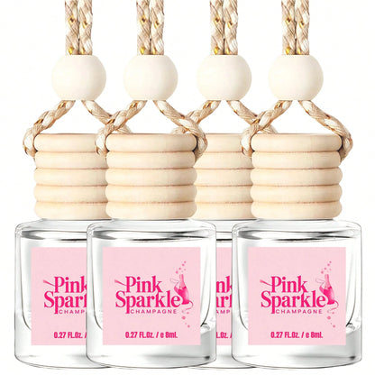 Osmore Car Air Freshener Gift For Girls & Women, Pink Sparkle Champagne Scent, 4Pack Long-Lasting Hanging Diffuser, Sweet Bubbly Pendant, Party-Ready Pink Car Accessories, Back To School Must-Have