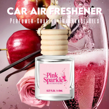 Osmore Car Air Freshener Gift For Girls & Women, Pink Sparkle Champagne Scent, 4Pack Long-Lasting Hanging Diffuser, Sweet Bubbly Pendant, Party-Ready Pink Car Accessories, Back To School Must-Have