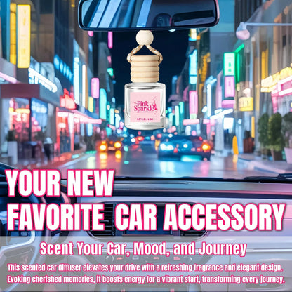 Osmore Car Air Freshener Gift For Girls & Women, Pink Sparkle Champagne Scent, 4Pack Long-Lasting Hanging Diffuser, Sweet Bubbly Pendant, Party-Ready Pink Car Accessories, Back To School Must-Have