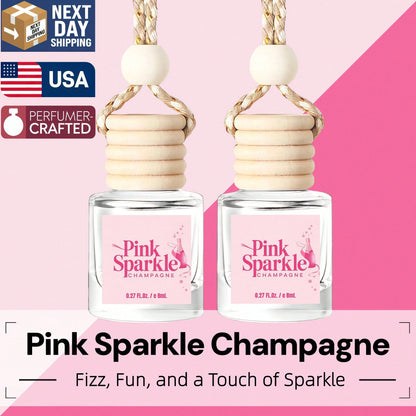 Osmore Car Air Freshener Gift For Girls & Women, Pink Sparkle Champagne Scent, 4Pack Long-Lasting Hanging Diffuser, Sweet Bubbly Pendant, Party-Ready Pink Car Accessories, Back To School Must-Have