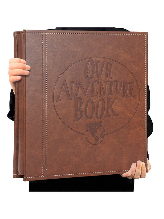 OUR ADVENTURE BOOK A Photo Album Self Adhesive Pages Scrapbook Album For 3x5, 4x6,6x8,8x10 Photos,40 Self-Adhesive Pages Leather Cover,DIY Adventure Book Photo Album For Family,Wedding,Travel Memories