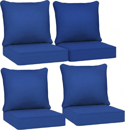 Outdoor Chair Cushions Set Of 4, Fade Resistant, 24 X 24 In Deep Seat, Patio Cushions For Chair, Sofa, And Outdoor Furniture, Navy Blue