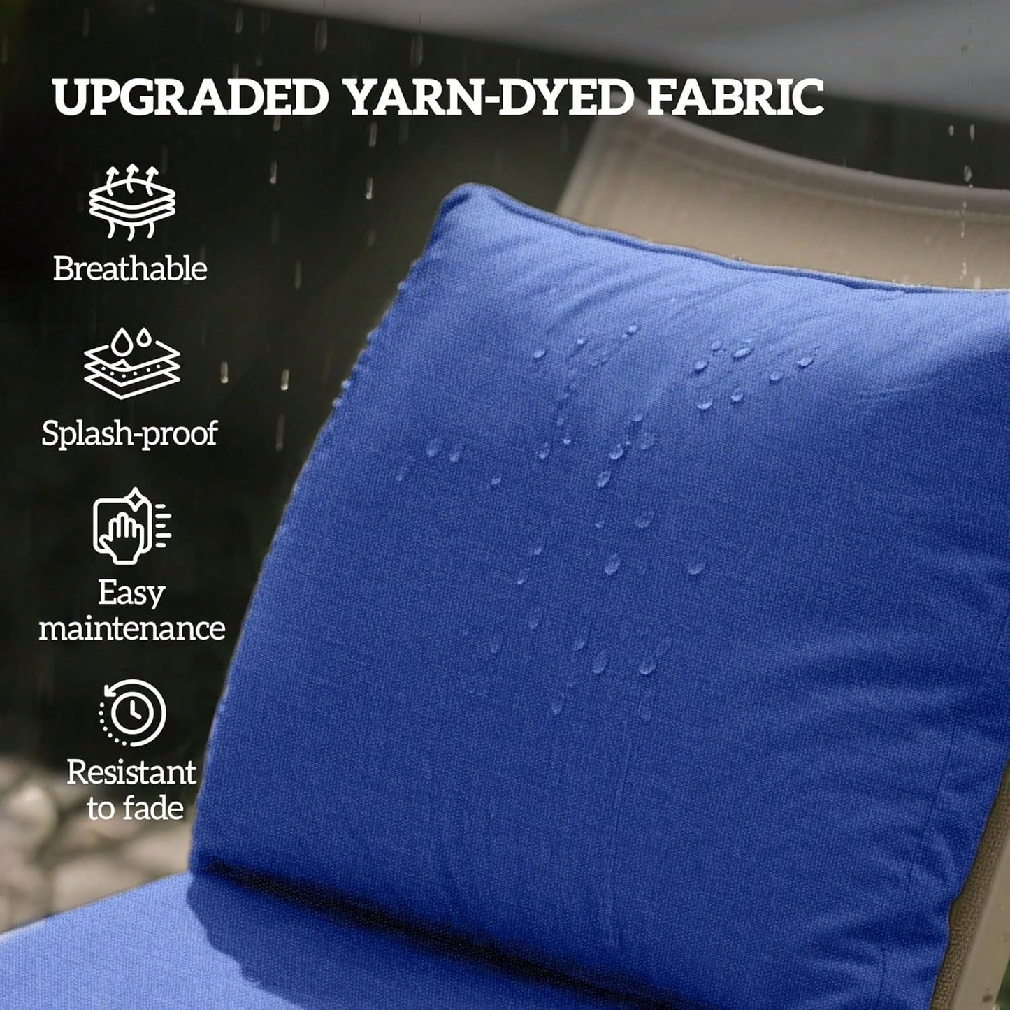 Outdoor Chair Cushions Set Of 4, Fade Resistant, 24 X 24 In Deep Seat, Patio Cushions For Chair, Sofa, And Outdoor Furniture, Navy Blue