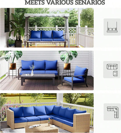 Outdoor Chair Cushions Set Of 4, Fade Resistant, 24 X 24 In Deep Seat, Patio Cushions For Chair, Sofa, And Outdoor Furniture, Navy Blue
