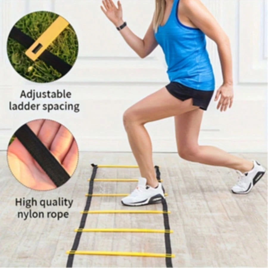 Outdoor Sports Agility Ladder Set| Perfect Football/Rugby Training Equipment Set- Includes Agility Ladder, Resistance Parachute, Multiple Markers/Training Cones And Storage Bag| Suitable For Speed