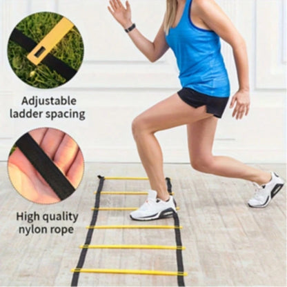 Outdoor Sports Agility Ladder Set| Perfect Football/Rugby Training Equipment Set- Includes Agility Ladder, Resistance Parachute, Multiple Markers/Training Cones And Storage Bag| Suitable For Speed