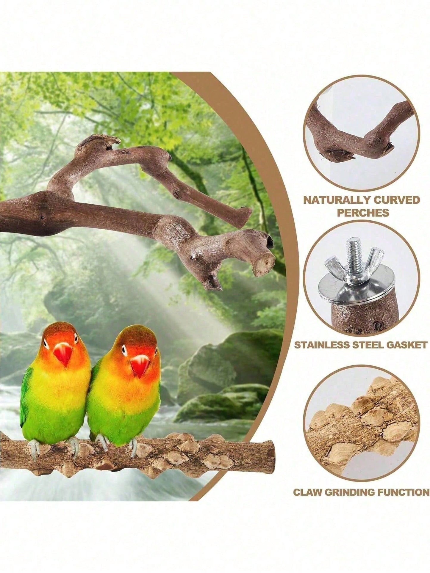 Parrot Perch, Bird Claw Grinding Stick, Cage Platform Toy, Bird Cage Accessories, Suitable For Budgies, Long-Tailed Parrots, Cockatiels, Lovebirds, Optional Quantity: 1/2/3/4/5/10pcs