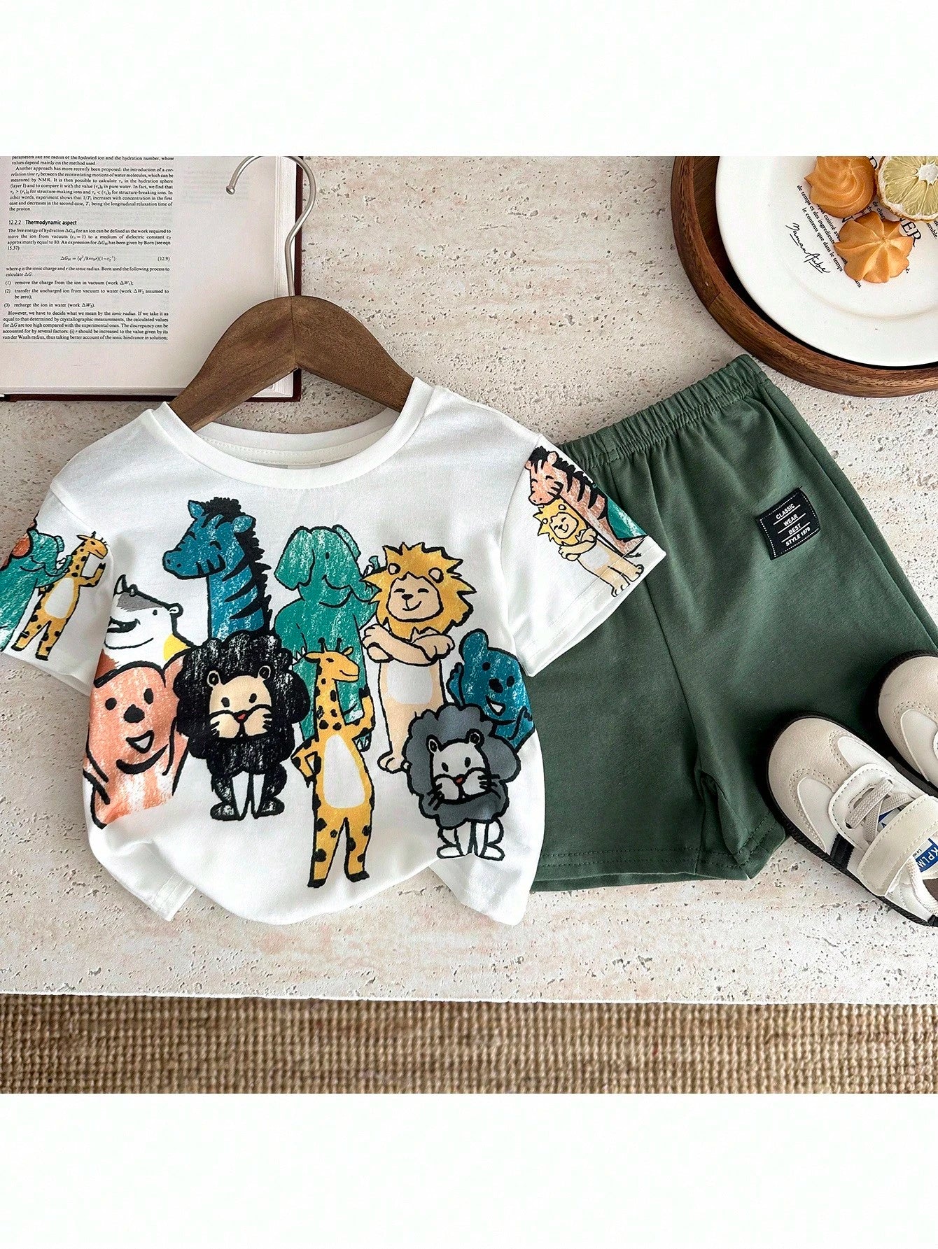 PAW Patrol Baby Boy Casual Minimalist, Soft And Comfortable, Classic Cute Cartoon Animation Pattern Print, Cute Puppy Round Neck Short Sleeve T-Shirt And Shorts 2-Piece Set, Suitable For Sprin