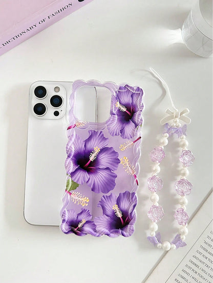 Pearl Floral Painted Braided Transparent Shockproof Thick Painted Phone Case Compatible With IPhone 17/17 Pro/17 Pro Max/16/14, Candy-Colored 15, XS, 7/8 Plus, XR, 7/8, SE2, Printed Compatible With IP