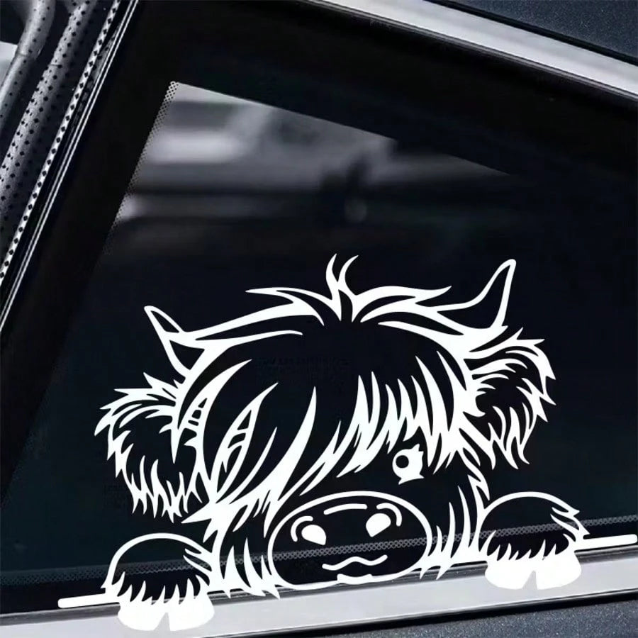 Peeking Cow Sticker- Cute Animal Vinyl Sticker, Suitable For Rear Window Or Bumper, Self-Adhesive, Glossy, Contour Design