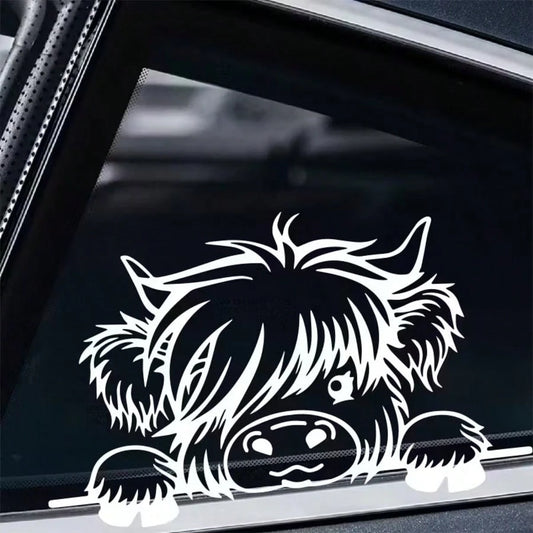 Peeking Cow Sticker- Cute Animal Vinyl Sticker, Suitable For Rear Window Or Bumper, Self-Adhesive, Glossy, Contour Design