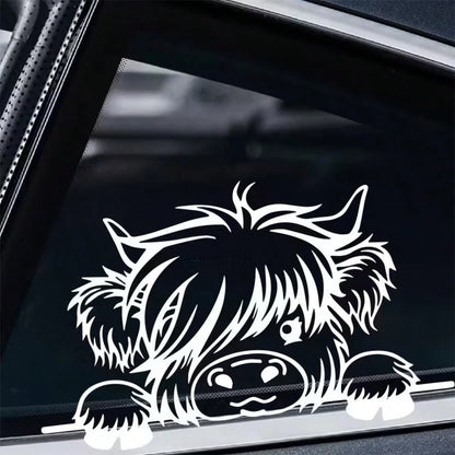 Peeking Cow Sticker- Cute Animal Vinyl Sticker, Suitable For Rear Window Or Bumper, Self-Adhesive, Glossy, Contour Design