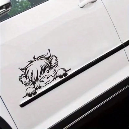 Peeking Cow Sticker- Cute Animal Vinyl Sticker, Suitable For Rear Window Or Bumper, Self-Adhesive, Glossy, Contour Design