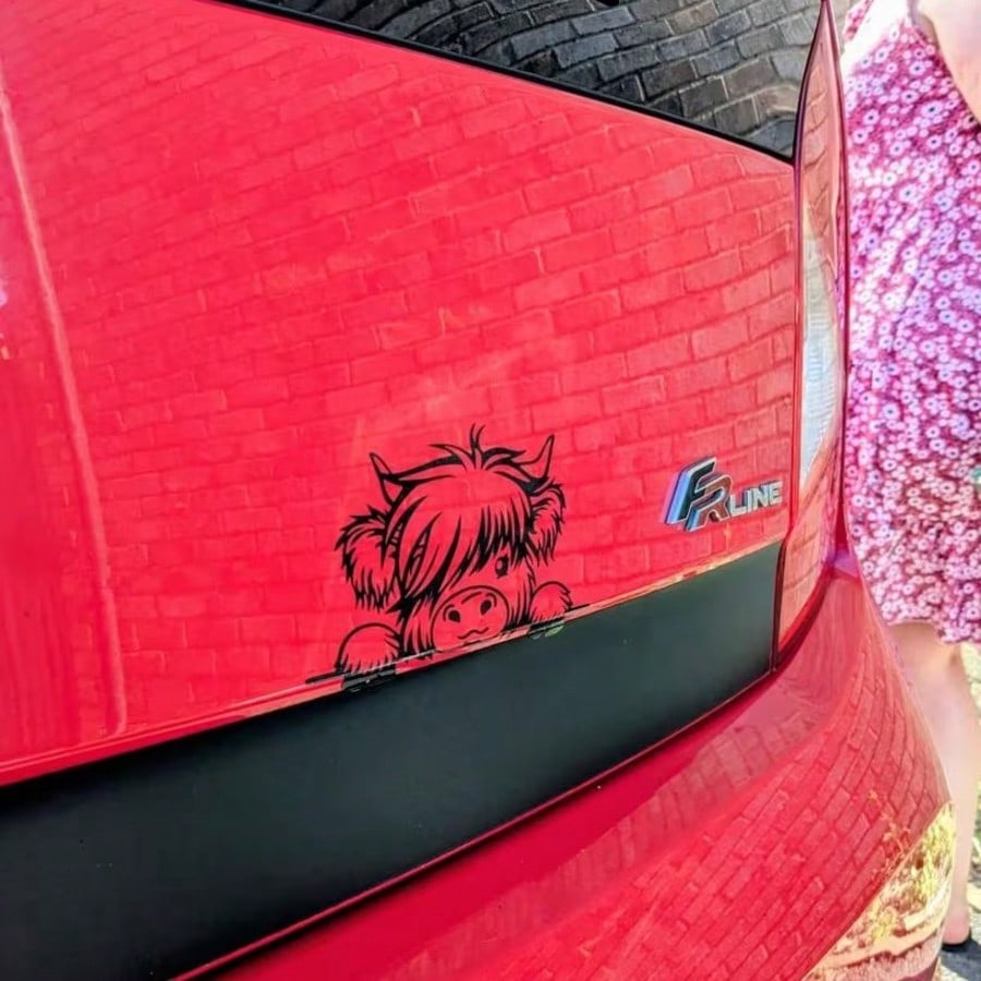Peeking Cow Sticker- Cute Animal Vinyl Sticker, Suitable For Rear Window Or Bumper, Self-Adhesive, Glossy, Contour Design