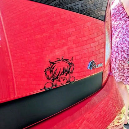 Peeking Cow Sticker- Cute Animal Vinyl Sticker, Suitable For Rear Window Or Bumper, Self-Adhesive, Glossy, Contour Design