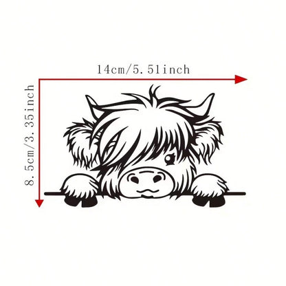 Peeking Cow Sticker- Cute Animal Vinyl Sticker, Suitable For Rear Window Or Bumper, Self-Adhesive, Glossy, Contour Design