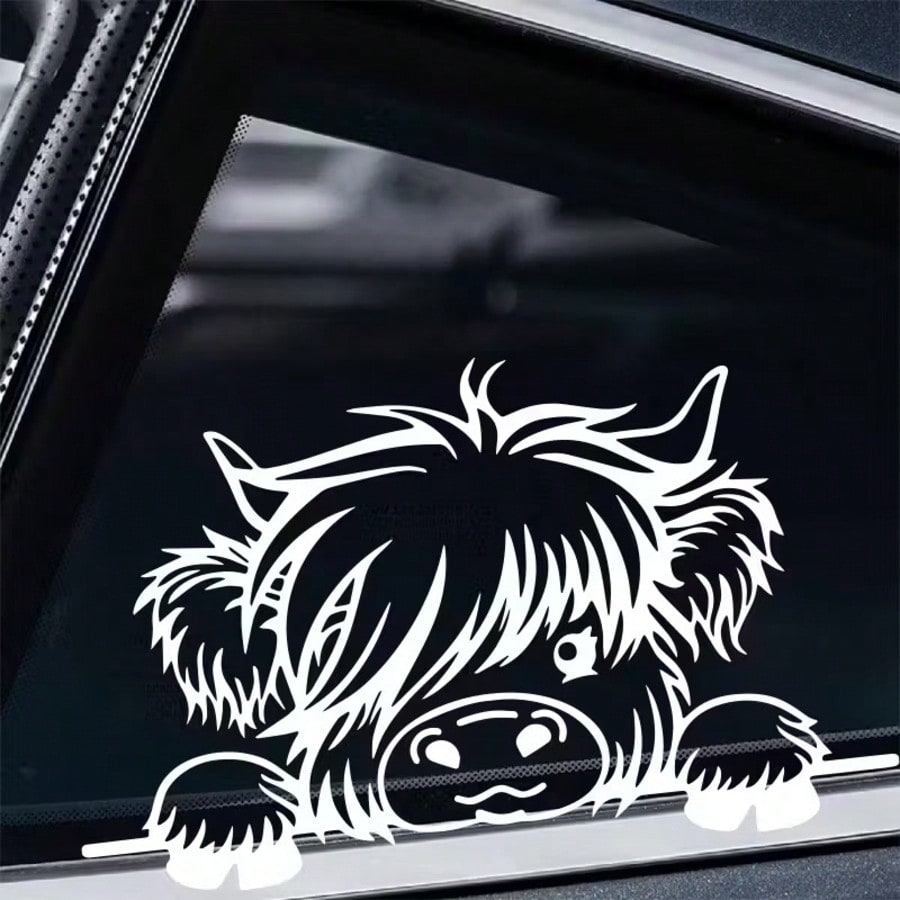 Peeking Cow Sticker- Cute Animal Vinyl Sticker, Suitable For Rear Window Or Bumper, Self-Adhesive, Glossy, Contour Design