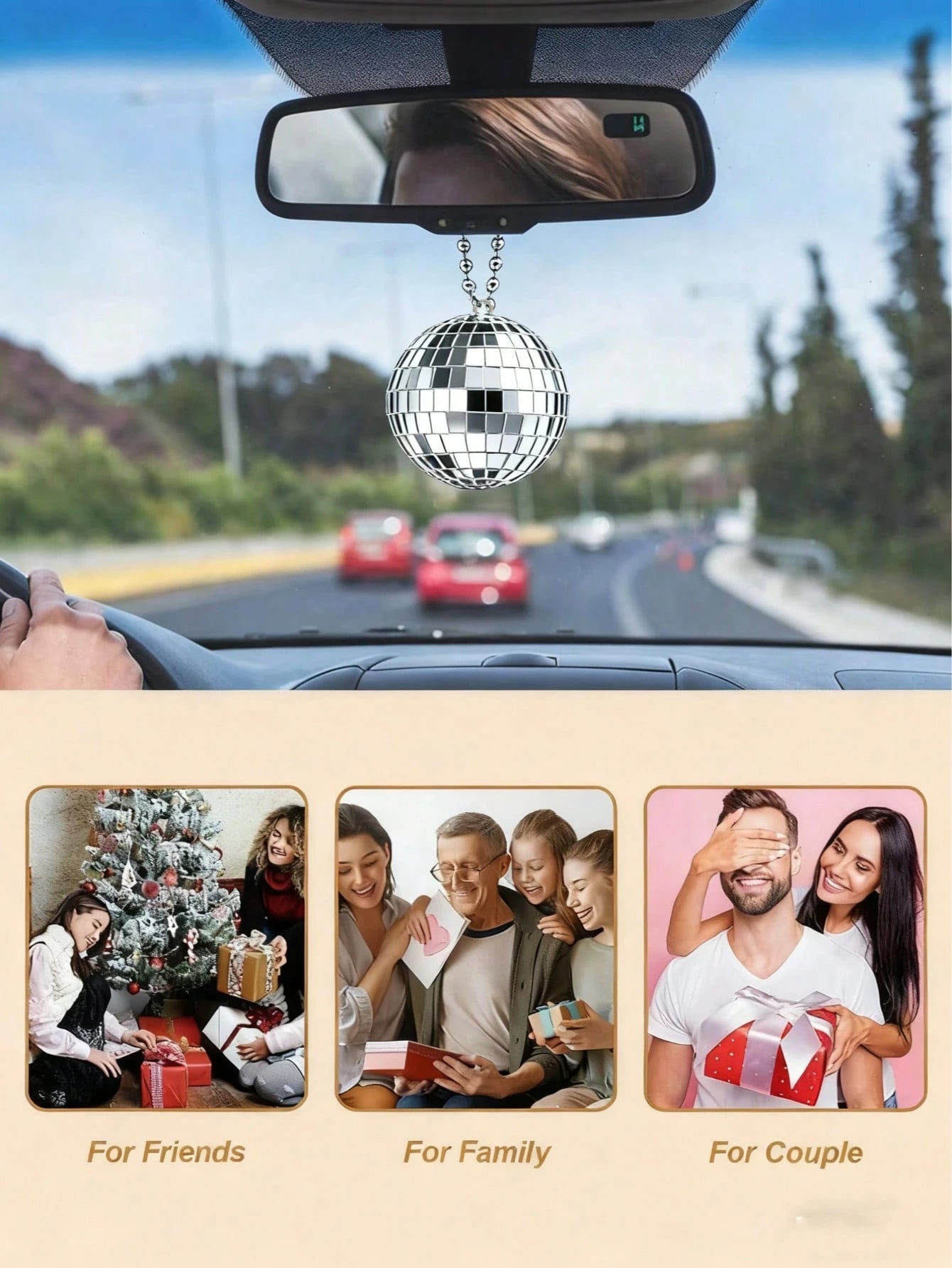 Pendant-Car Mirror Ball Pendant Disco Reflective Ball Injects Cool Soul Into Your Car. With Exquisite Mirror Design, It Can Reflect Bright Light In The Sun Or Under The Lights In The Car, Instantly Ma