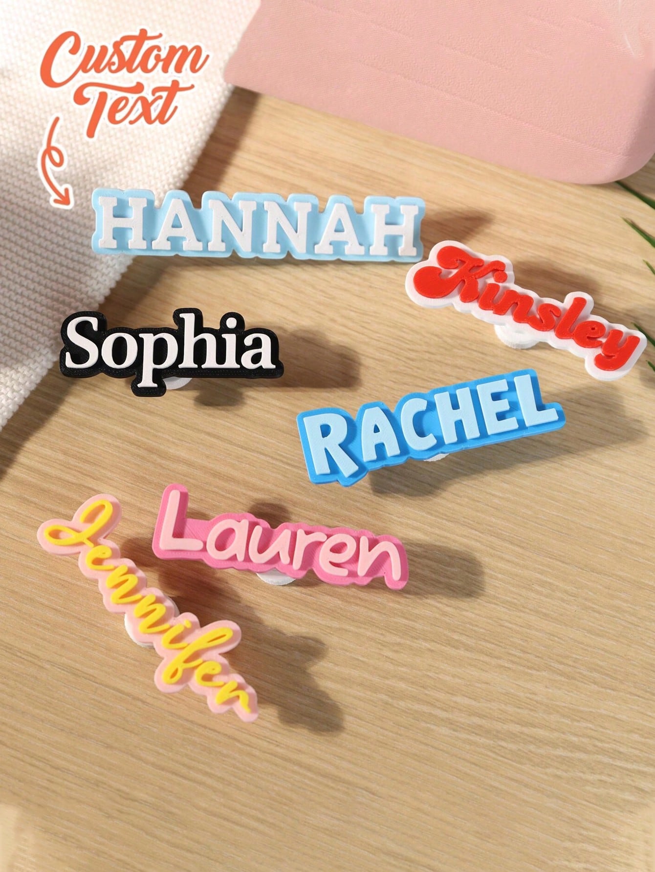 Personalized Acrylic Letter Name Decorative Buckle, Suitable For Backpacks, Shoes, Etc., Customizable All-Season DIY Nameplate, Engraved, Neutral Casual Style, Suitable For Daily, Father's Day, Gradua